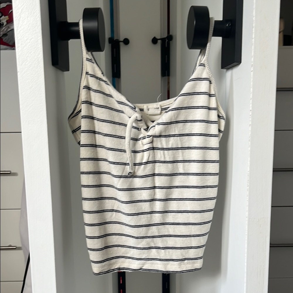 Striped White and Black Women's Top